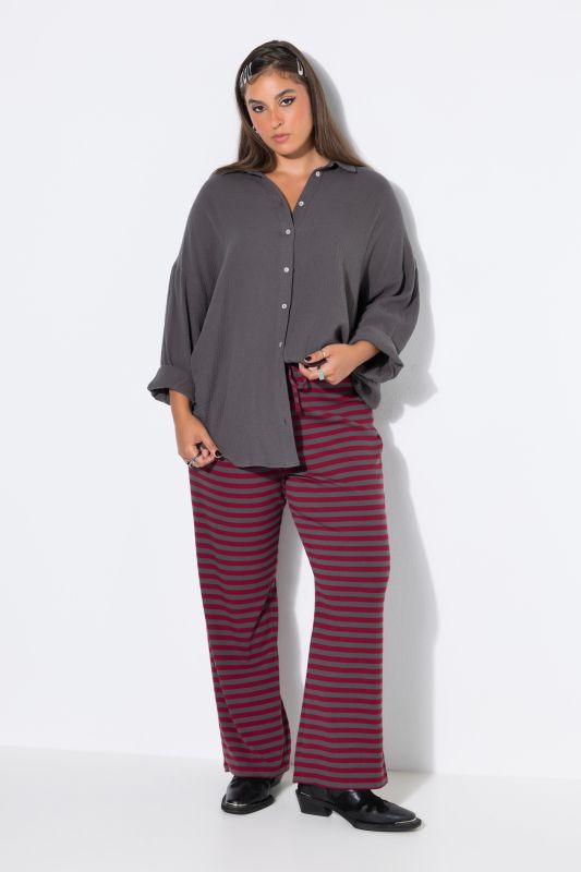 Striped Ribbed Elastic Waist Pants