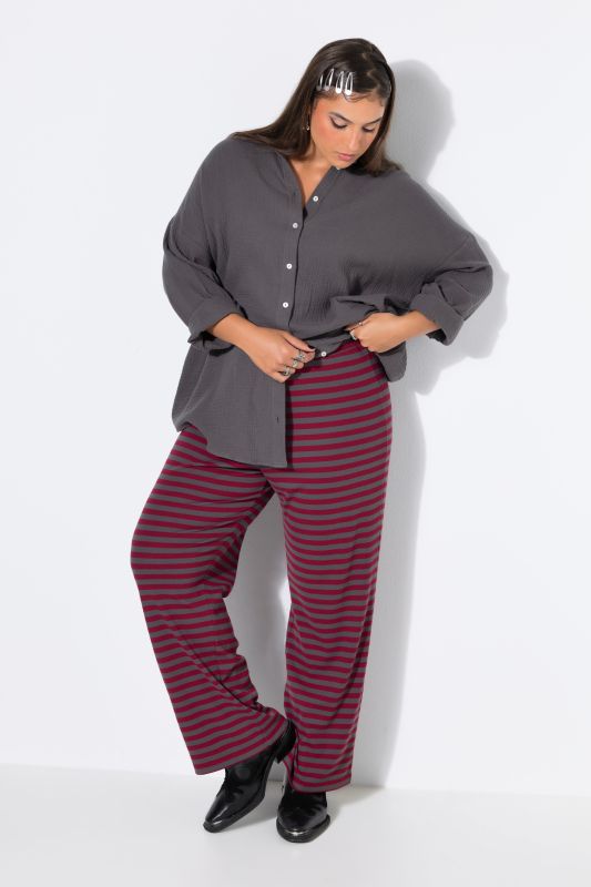 Striped Ribbed Elastic Waist Pants