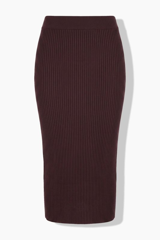 Knitted skirt, slim fit, midi length, elasticated waist