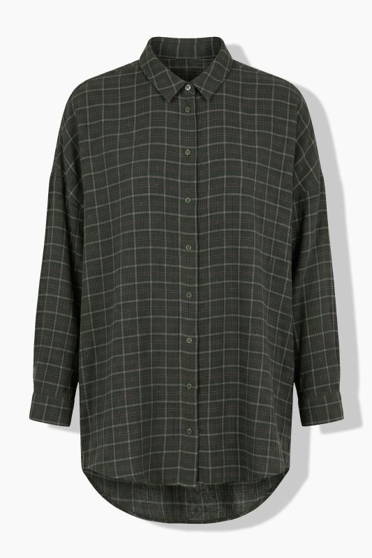 Plaid Muslin Oversized Button-Down Blouse