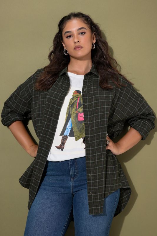 Plaid Muslin Oversized Button-Down Blouse