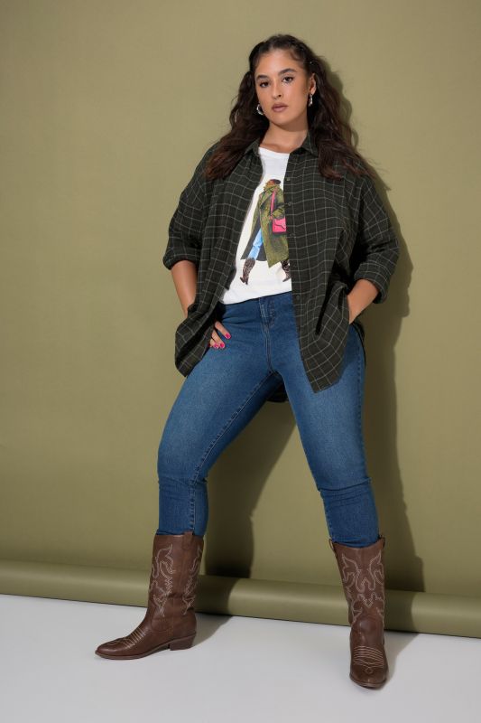 Plaid Muslin Oversized Button-Down Blouse