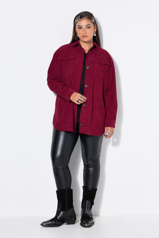 Corduroy Long Sleeve Button-Down Blouse