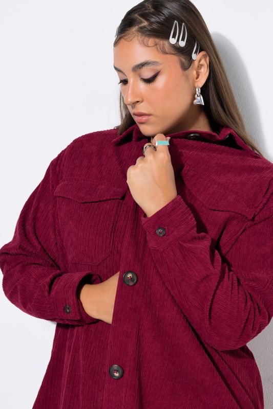 Corduroy Long Sleeve Button-Down Blouse