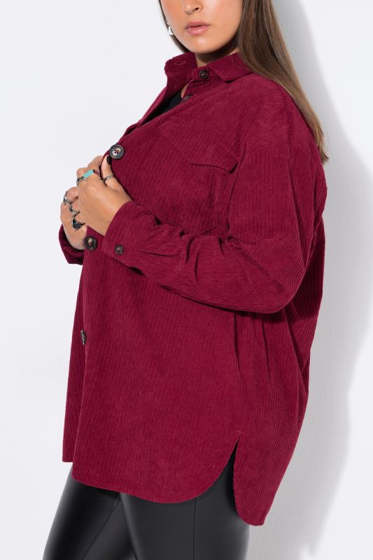 Corduroy Long Sleeve Button-Down Blouse