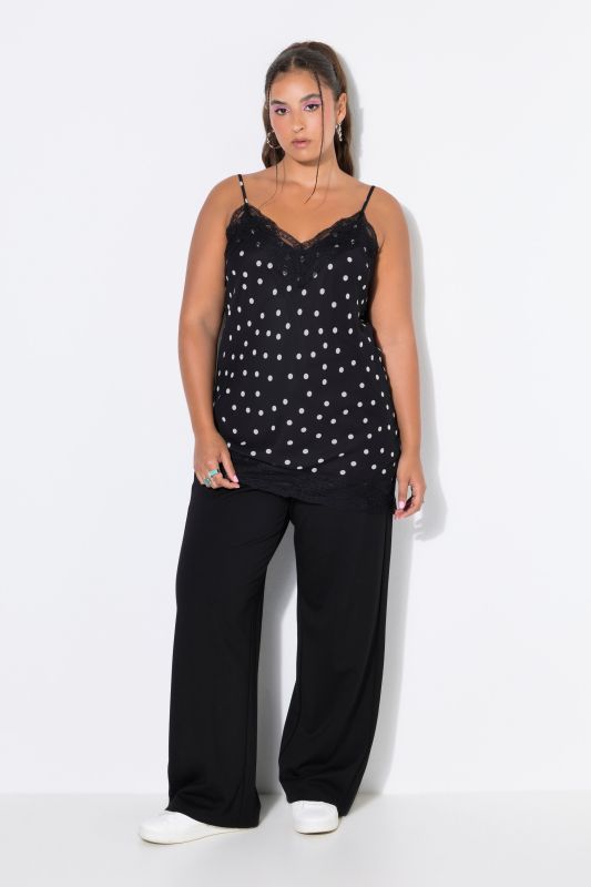 Polka Dot Lace Trim Chiffon Camisole