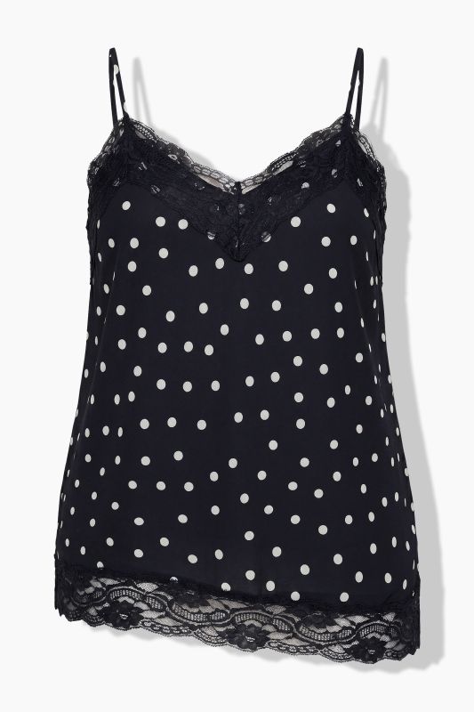 Polka Dot Lace Trim Chiffon Camisole