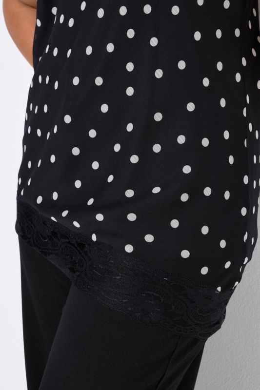Polka Dot Lace Trim Chiffon Camisole