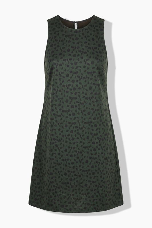 Faux Suede Cheetah Print Sleeveless A-Line Dress