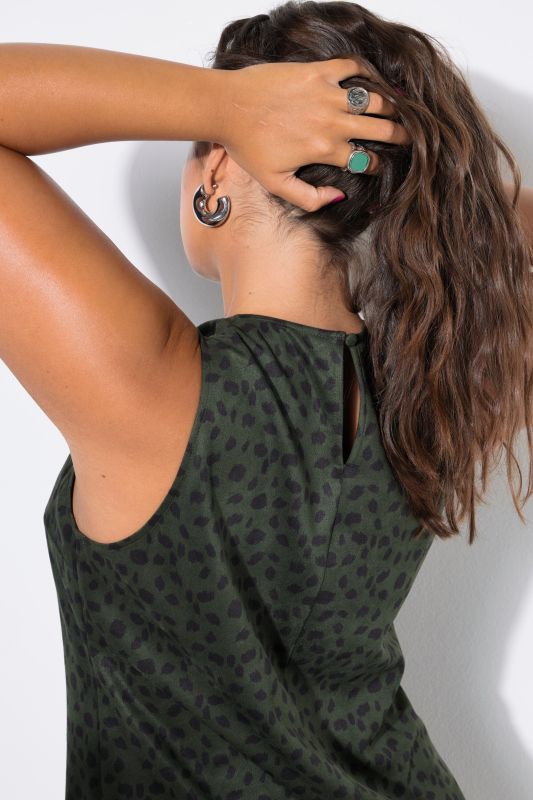 Faux Suede Cheetah Print Sleeveless A-Line Dress