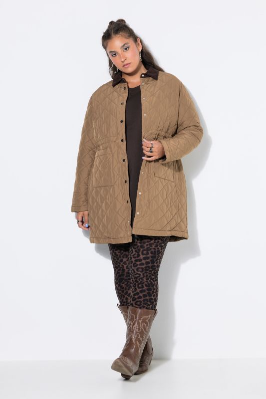 Corduroy Collar A-Line Quilted Barn Coat