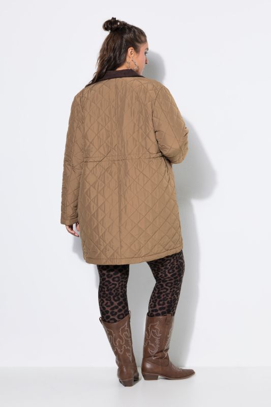 Corduroy Collar A-Line Quilted Barn Coat
