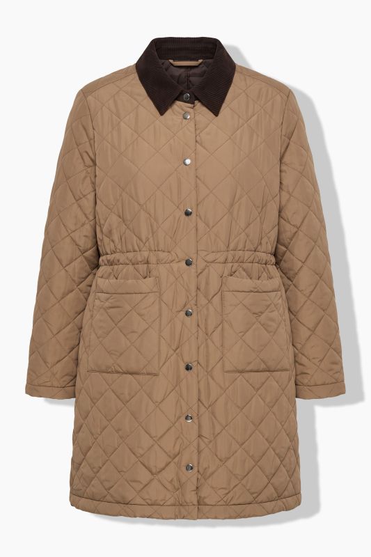 Corduroy Collar A-Line Quilted Barn Coat