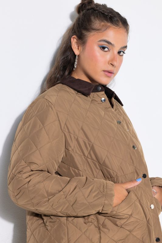 Corduroy Collar A-Line Quilted Barn Coat