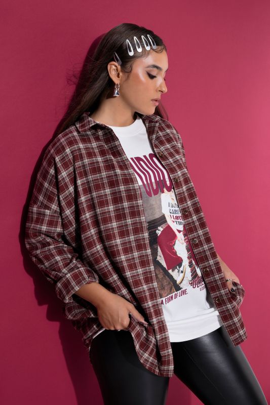 Plaid Oversized Button-Down Shirt