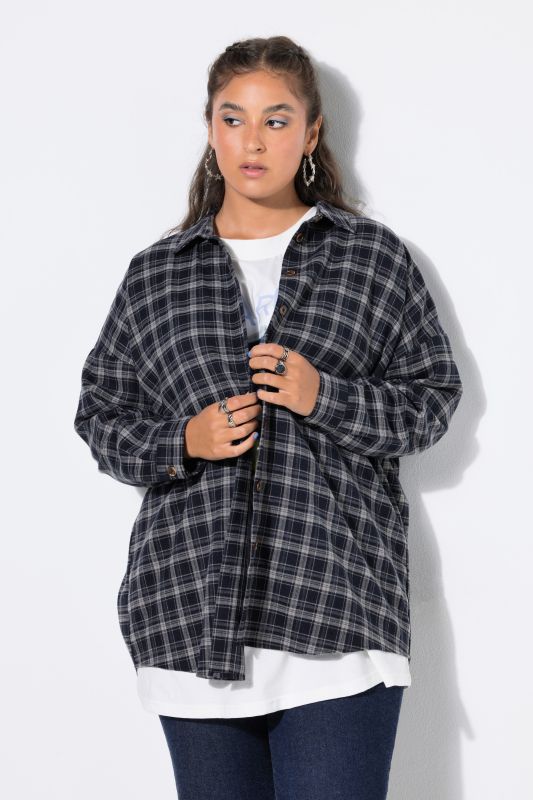 Plaid Oversized Button-Down Shirt
