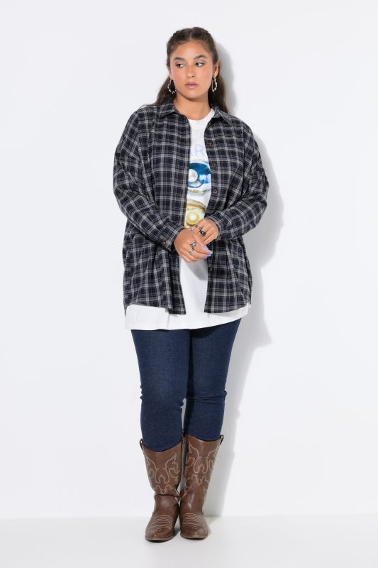 Plaid Oversized Button-Down Shirt