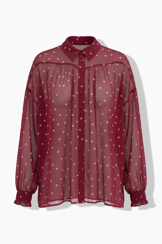 Polka Dot Sheer Chiffon Blouse