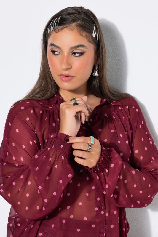 Polka Dot Sheer Chiffon Blouse