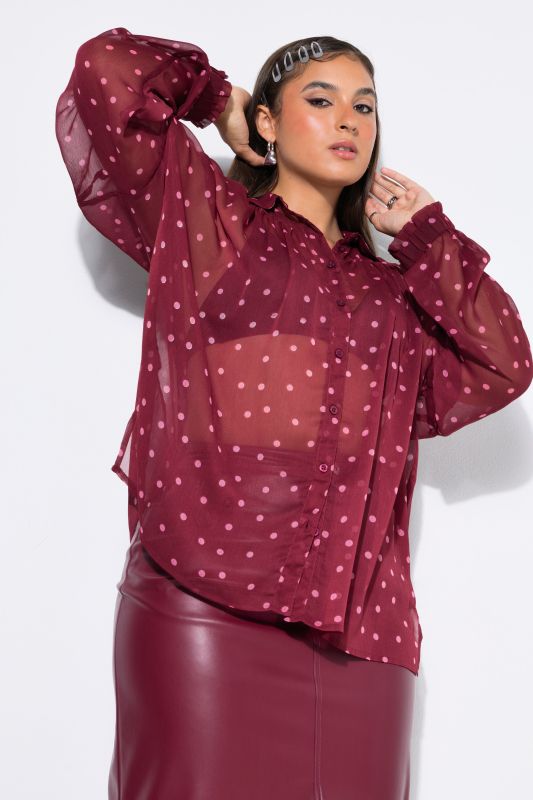 Polka Dot Sheer Chiffon Blouse
