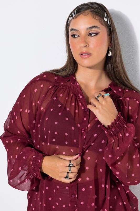 Polka Dot Sheer Chiffon Blouse