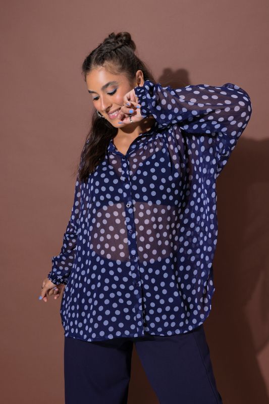 Polka Dot Sheer Chiffon Blouse