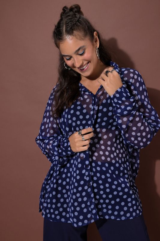 Polka Dot Sheer Chiffon Blouse