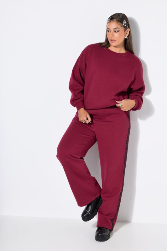 Leopard Side Stripe Wide Leg Sweatpants
