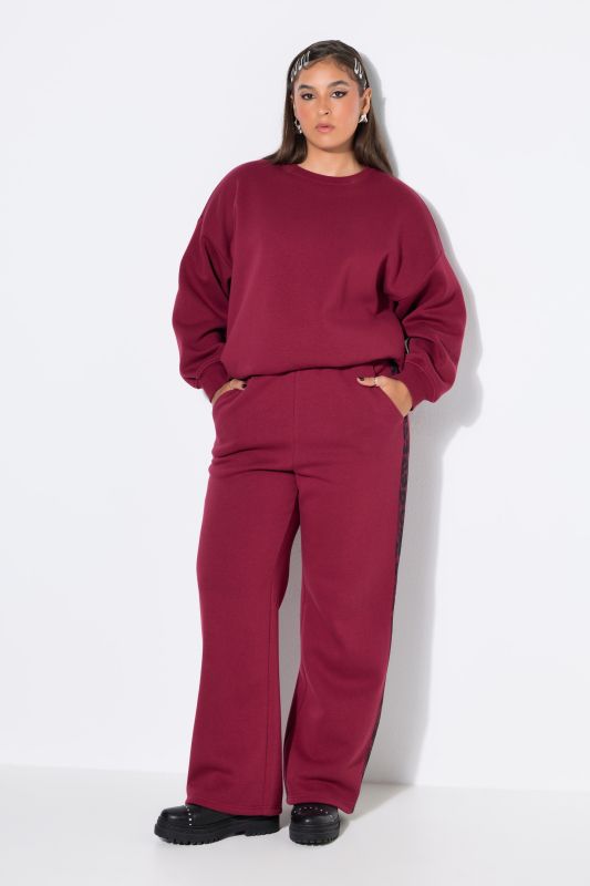 Leopard Side Stripe Wide Leg Sweatpants