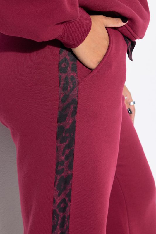 Leopard Side Stripe Wide Leg Sweatpants