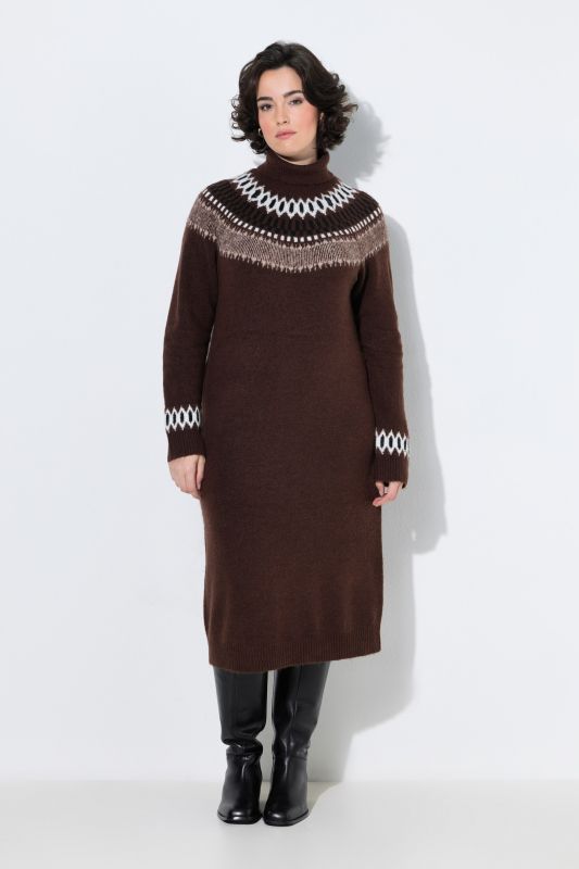 Norwegian Striped Knit Turtleneck Dress
