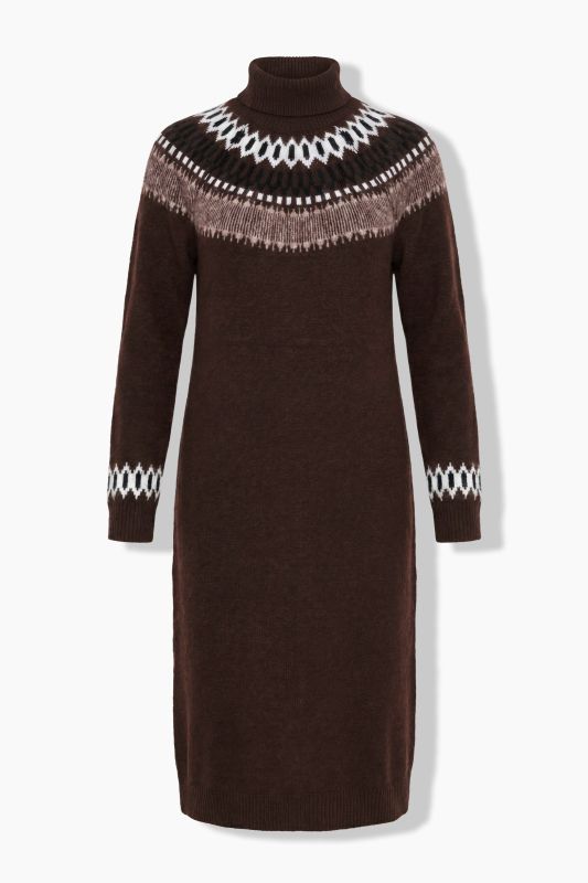 Norwegian Striped Knit Turtleneck Dress