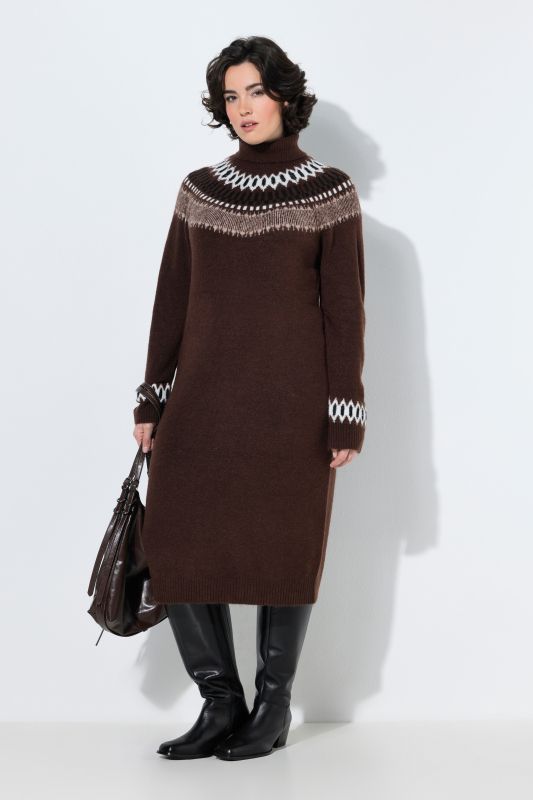 Norwegian Striped Knit Turtleneck Dress