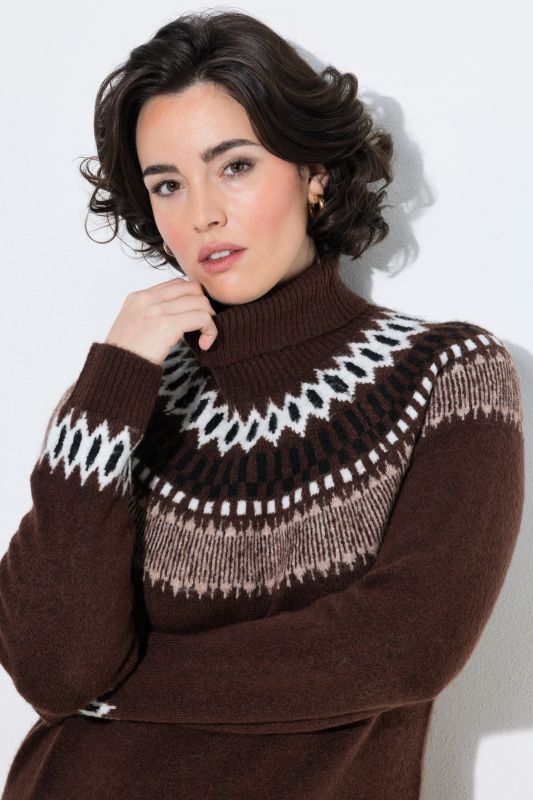 Norwegian Striped Knit Turtleneck Dress