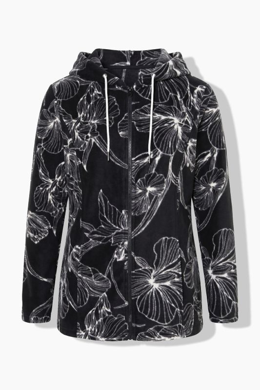 Fleece Flower Print Zip-Up Jacket