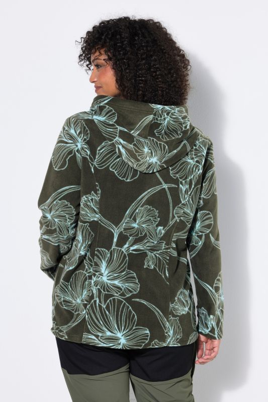 Fleece Flower Print Zip-Up Jacket