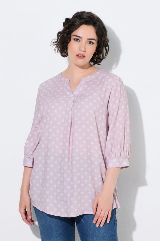Geometric Heart Print 3/4 Sleeve Blouse
