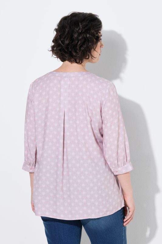 Geometric Heart Print 3/4 Sleeve Blouse