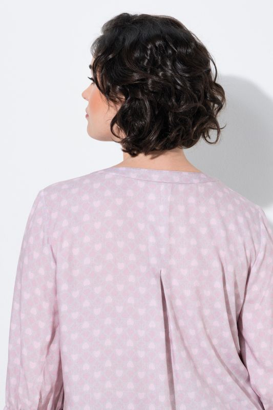 Geometric Heart Print 3/4 Sleeve Blouse