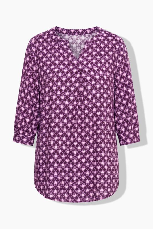 Geometric Heart Print 3/4 Sleeve Blouse