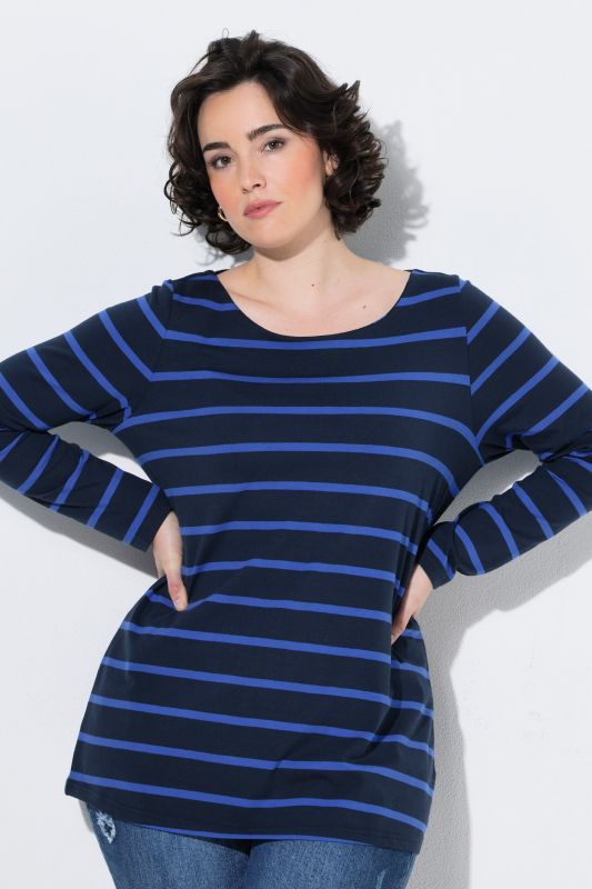 Striped Boat Neck Long Sleeve Tee