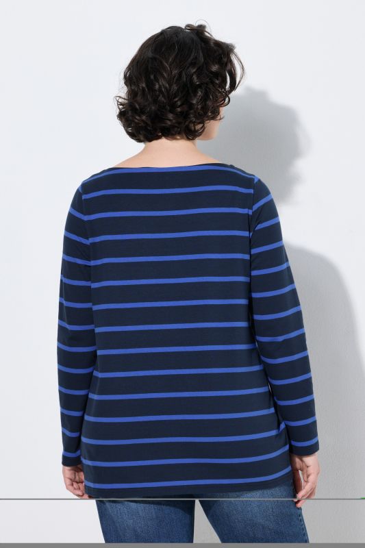 Striped Boat Neck Long Sleeve Tee