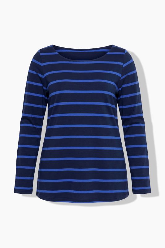 Striped Boat Neck Long Sleeve Tee