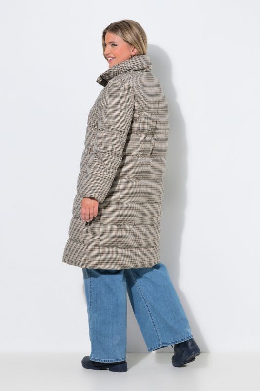 Long Quilted Houndstooth Coat