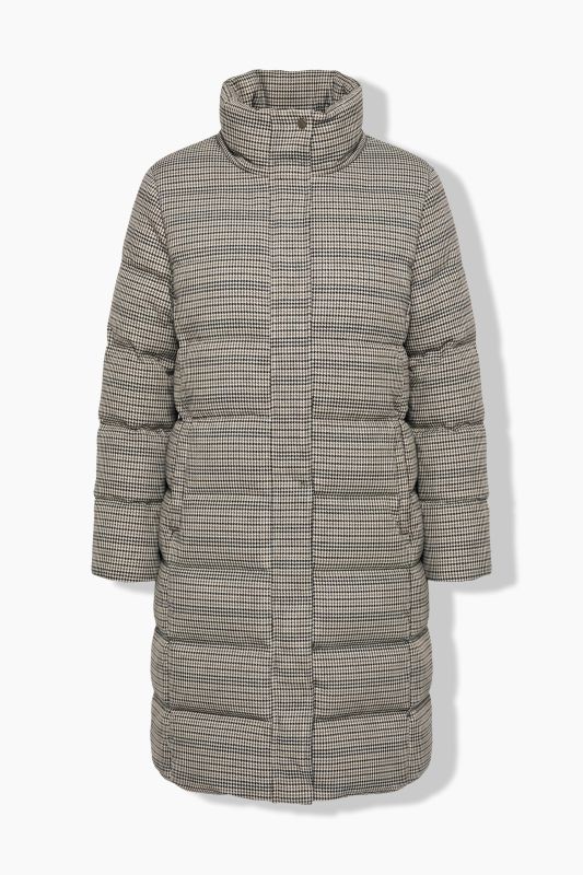 Long Quilted Houndstooth Coat