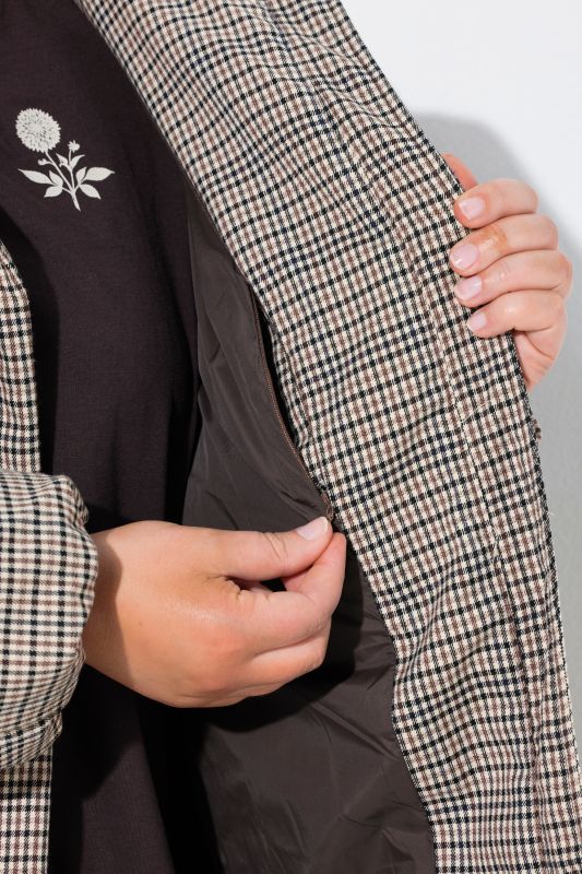 Long Quilted Houndstooth Coat