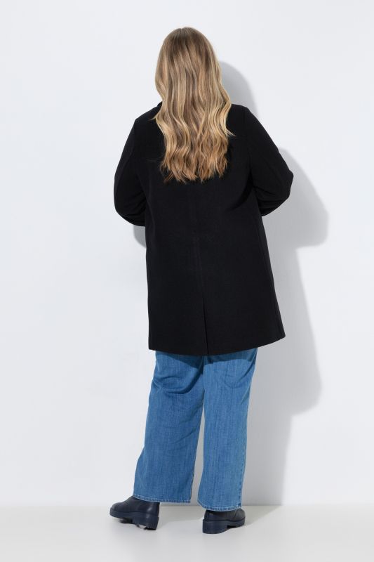 Wool-Blend Lapel Collar Coat