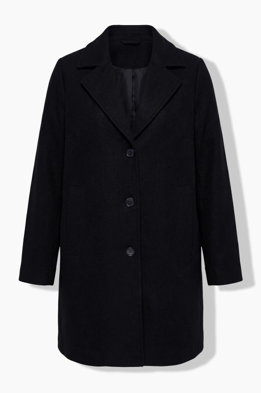 Wool-Blend Lapel Collar Coat