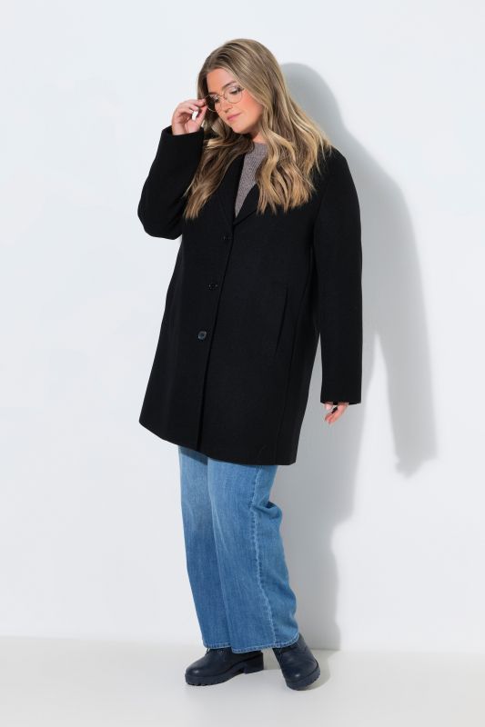 Wool-Blend Lapel Collar Coat