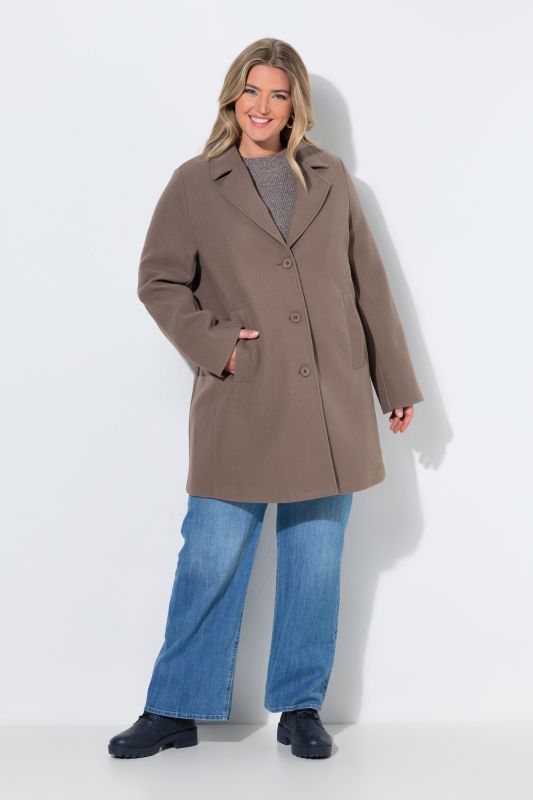 Wool-Blend Lapel Collar Coat